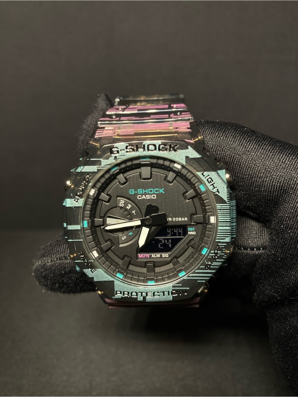 Custom Purple and Blue G Shock Ga 2100 Model